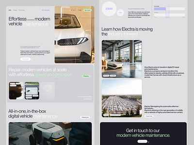 Electra - Landing Page automotive car concept construction electric electric car electric charger factory future industry inspiration landing page layout product design production supercharger technology vehicle visual web design