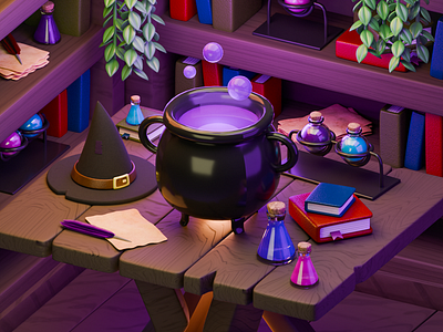 3D The Witch's House 3d 3dart 3dmodel 3dmodeler 3dmodels art blender cute3d cuteart magic potion witch