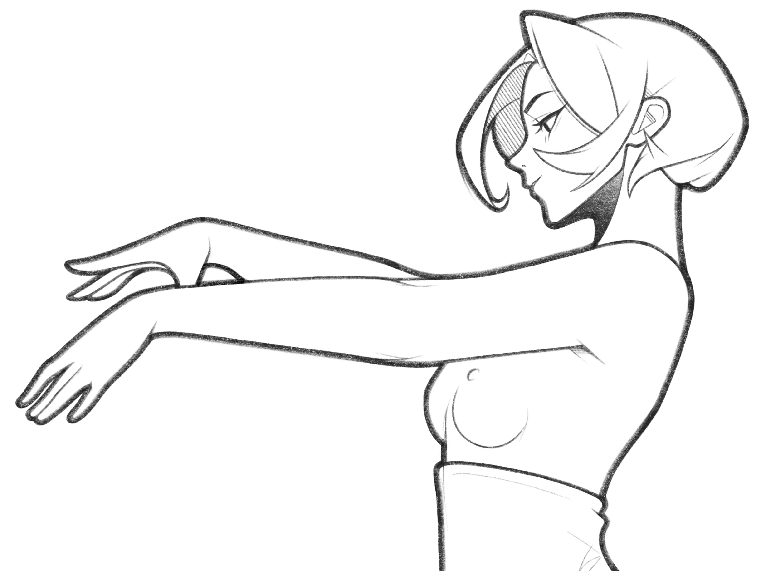 girl / details black and white body cartoon character character design comic details drawing girl illustration line minimal monochrome pencil procreate simple