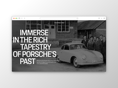 Porsche history website - Hero section editoral porsche porsche history web design