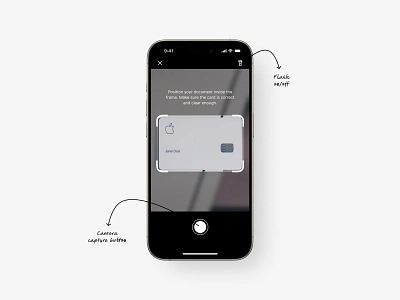 Camera View app app design camera capture card clean credit card dailyui document file mobile app photo picture shot take a picture ui ux