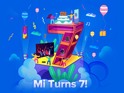 Mi Turns 7 Campaign anniversary campaign celebration design digital illustration sale