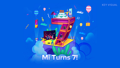 Mi Turns 7 Campaign anniversary campaign celebration design digital illustration sale