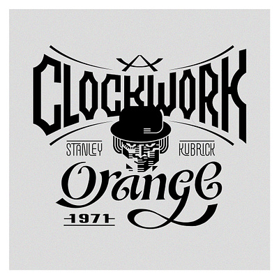 Cinelettering challenge #1 - A clockwork orange (1971) badge branding clockwork emblem kubrick lettering logo mark minimal movies orange poster stanley vintage