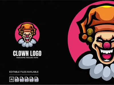 Clown Head Illustration Mascot Logo 3d branding clown colorful design graphic design illustration logo