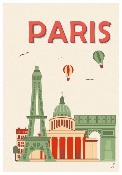 Paris retro poster graphic design illustration