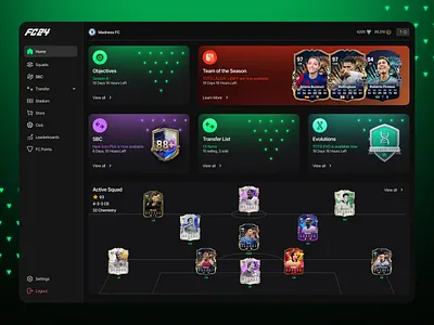 Fc24 Ultimate Team Web App Redesign dashboard design ea sports fc24 fc24 dashboard fc24 design fc24 web app fifa fifa 24 dashboard fifa 24 web app fifa dashboard design football fut fut web app gaming dashboard ultimate team ultimate team web app web app design