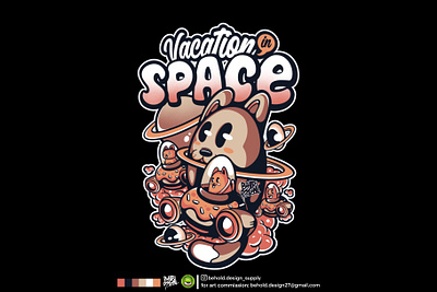 VACATION IN SPACE art artwork branding cartoon clothing design illustration logo merch