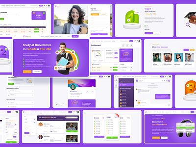 Educational counseling platform chat counseling dashboard education educational landing orange prices profile purple signup ui