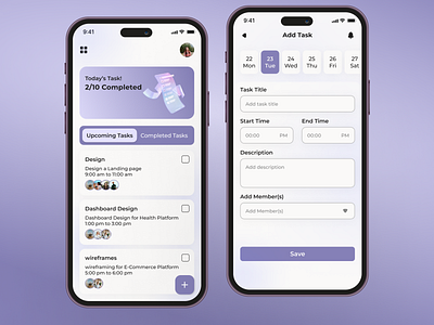 Task Management App UI/UX Design animation appdesign booking design graphic design hire designer mobile app task management app uiux design ui ux website