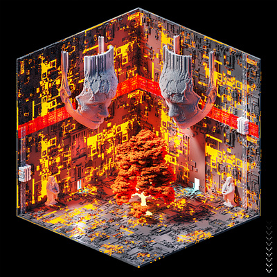 VoxStories #11 - Far Away 3d 3d art cyberpunk diorama dystopia environment design game art isometric magicavoxel scifi turntable ui ux voxel voxels