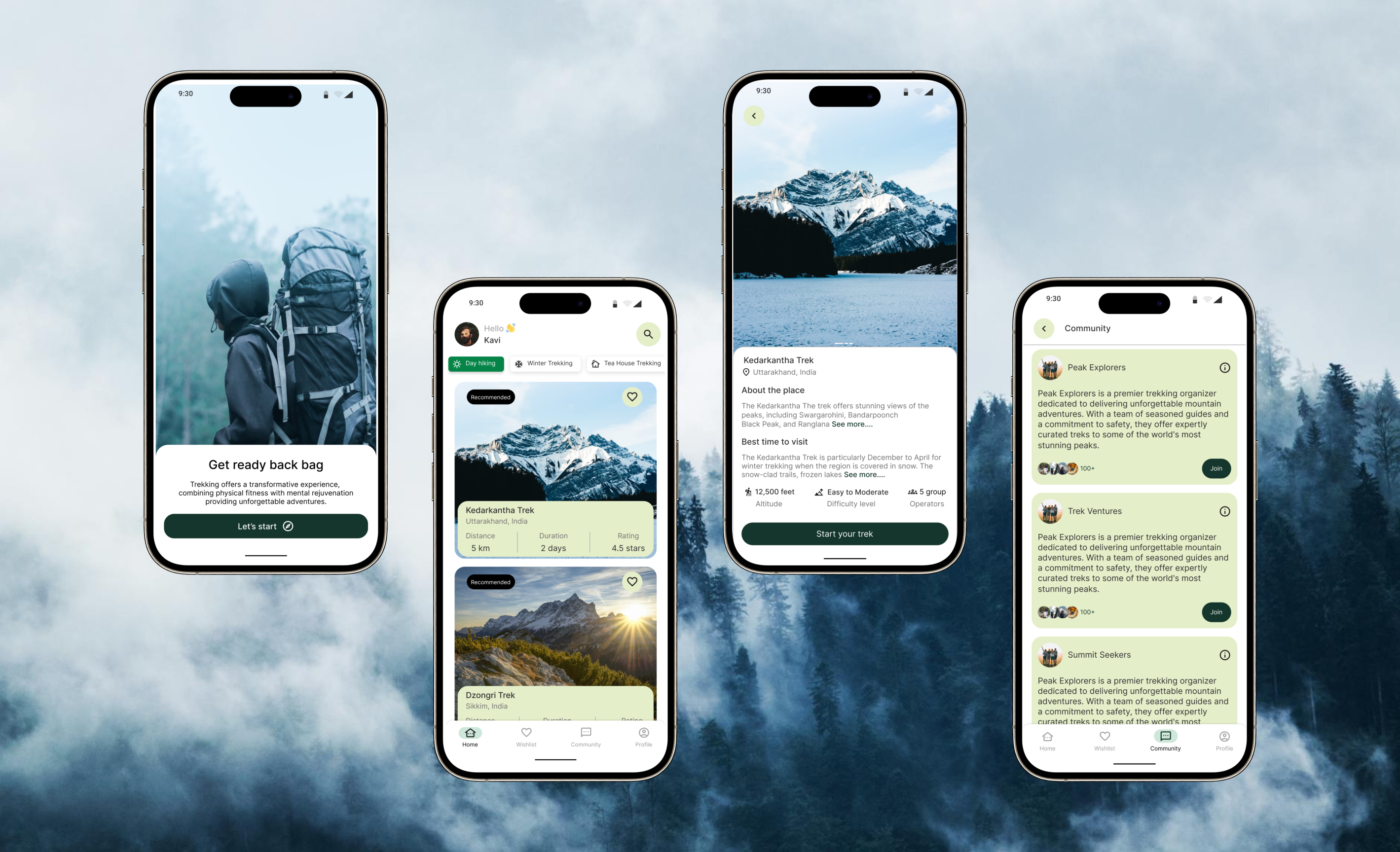 trek-guide mobile app ui design by Kaviprasanth on Dribbble