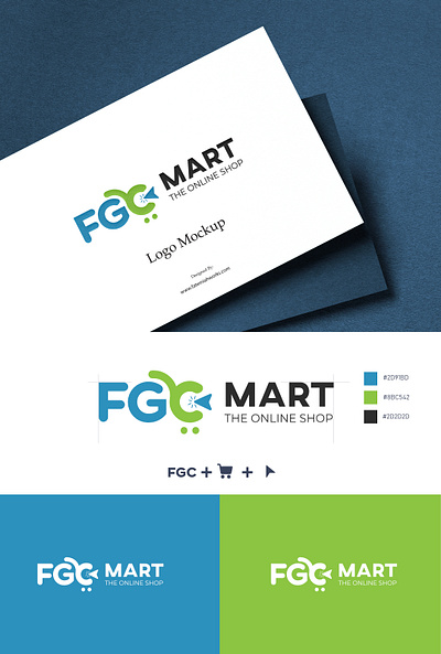 FGC Mart - Online Shop Logo blue logo fgcmart graphic design green logo logo logo mockup mart online logo onlineshop shop logo