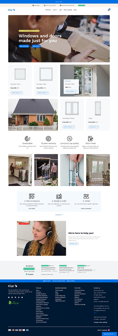 Klar Home- Home Window and Door Website klar home website website design website development window and doors