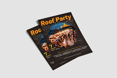 Roof Party flyer black design flyer graphic design night orange party poster print roof social media typography