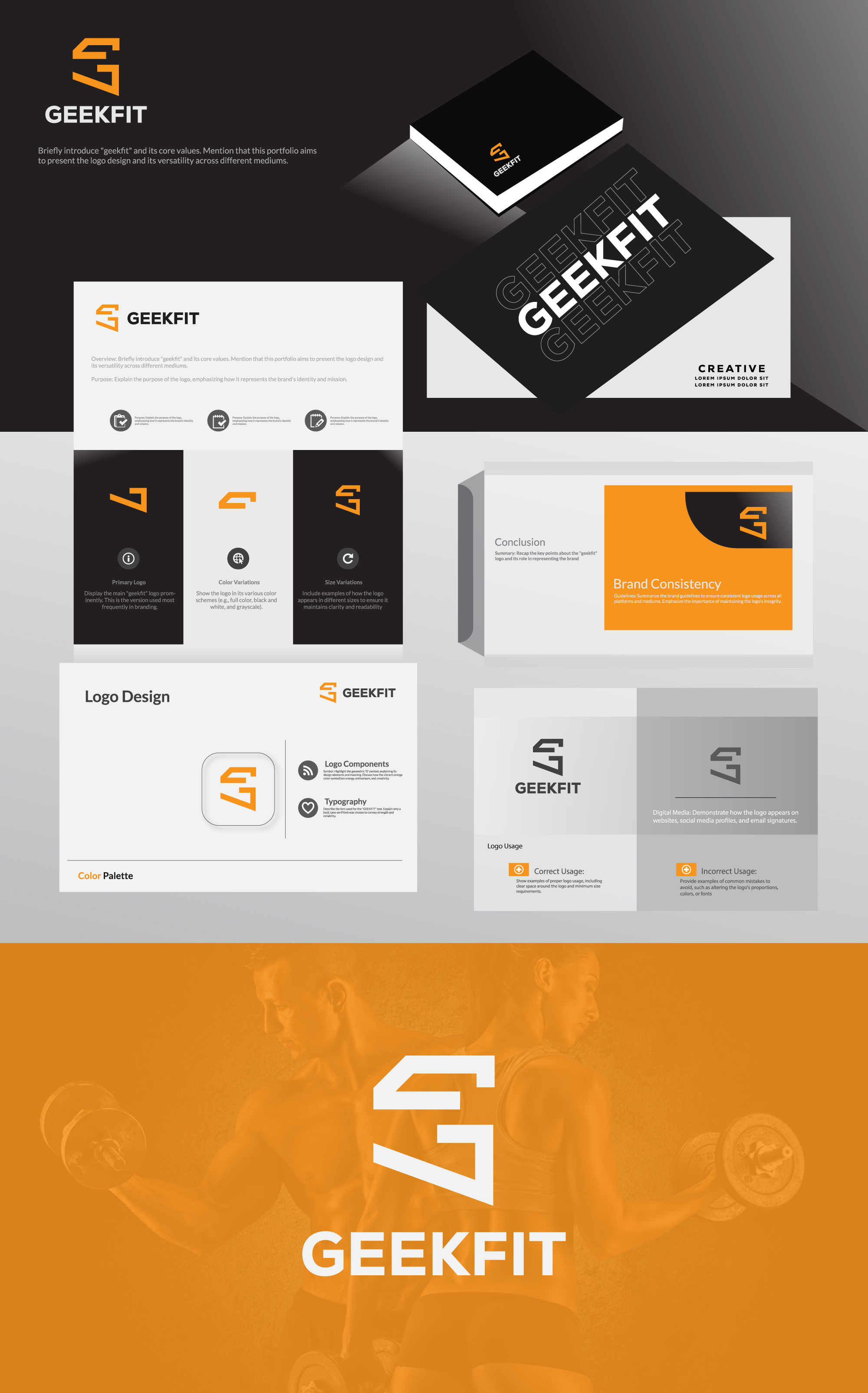 Geekfit logo| Geek Fit logo bold logo branding clean design color palette fit logo fitness geek fit geekfit geekfit design geekfitlogo geometric logo health logo concept logo design minimalist logo modern logo orange logo vibrant colors wellness workout