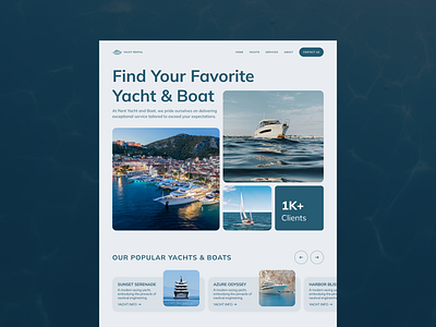 Yacht & Boat Rental Website Landing app branding design graphic design illustration logo typography ui ux vector
