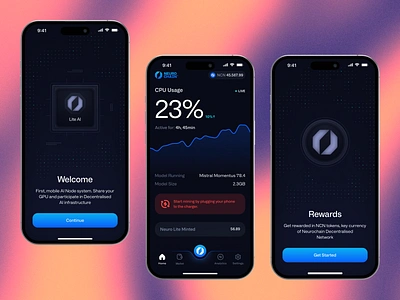 Neurochain - App UI chart crypto design gradient illustration mobile app onboarding ui ux