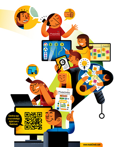 Build your digital strategy here with Made2web ad branding illustration vector illustration