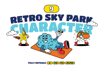 Sky brand brand identity branding character classic cloud design graphic design illustration logo mascot rainbow retro sky star vector vintage