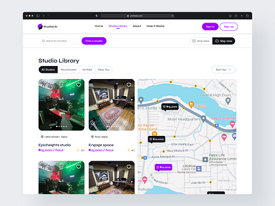 StudioLib - Studio Rental Platform app design ui ux