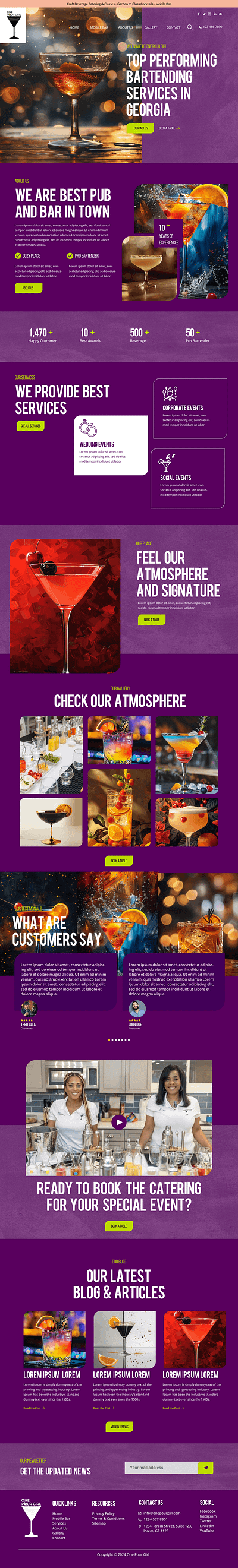 Restaurant & pub website UI/UX design. branding design graphic design typography ui ui design ux ux design web design