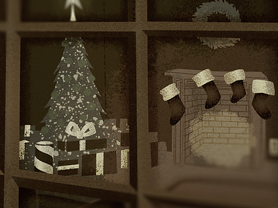 Holiday Texture design fireplace holidays illustration stockings tree vintage window xmas