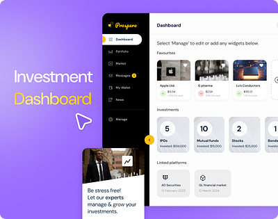 Prospera - Investment dashboard design for you branding cards customize dailyui dashboard financial investment ipo manage market prospera securities stocks wallet web widgets