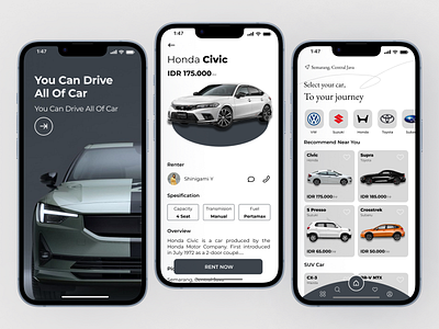 CarBons - Mobile Apps apps car car rent landing page mobile mobile apps ui ui ux uiux ux web web design
