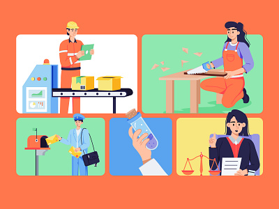 Labors Day character illustration characters construction labors construction work factory labors flat illustration flat vectors hand drawn happy labor day hard work icons illustrations industry labors jobs labor day illustration labor efforts labors day occupations profession workers