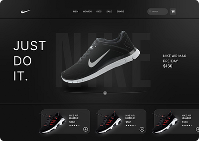Nike Landing Page Dark Mode animation branding motion graphics ui
