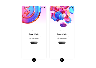 Earn Yield Onboarding 3d adobexd branding challenge clean coin crypto daily design figma holographic illustration ios minimal mobile onboarding rainbow ui usdc