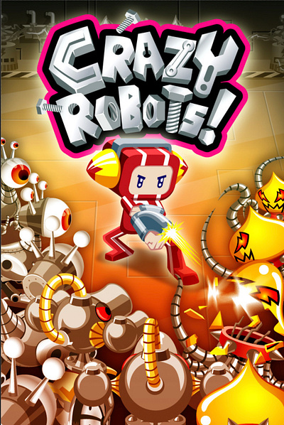 Crazy Robots! - Casual Game 2d 2d game 2d illustration adobe animate adobe illustrator animation animation sprites casual game design digital art game game assets illustration logo machines online game robot sci fi shooting game vector