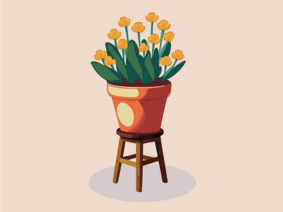 Illustrated flower pot and stool clean flower flower pot gift illustrated illustration inspiration mock up modern mother mother day poster pot vector