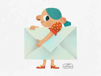 Receive the e-meil character characterdesign cute dress e mail envelope girl illustration illustrator letter mail newsletter subscribe