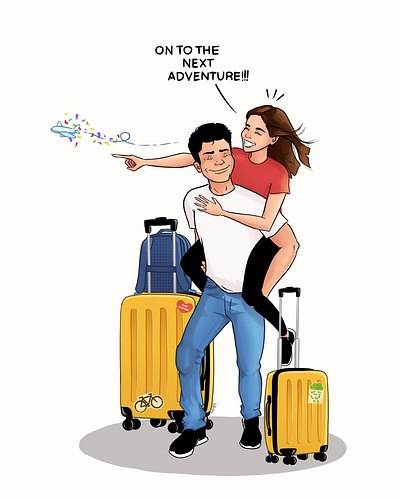 New Chapter airport begining chapter comic couple fun honeymoon illustration ipadpro new plane portait procreate procreateapp suitcase travel wedding yellow