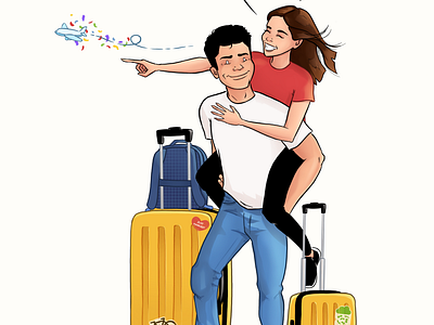 New Chapter airport begining chapter comic couple fun honeymoon illustration ipadpro new plane portait procreate procreateapp suitcase travel wedding yellow