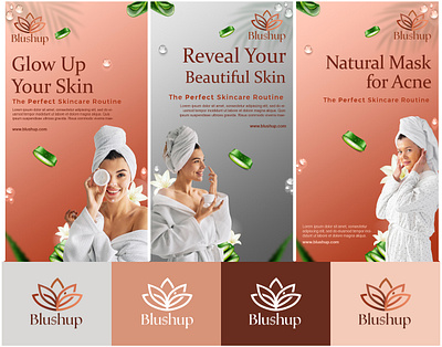 "BLUSHUP" Beauty Brand Social Media Posters adobe photoshop banner brand brand designer brand designing branding graphic graphic design logo marketing posters social media