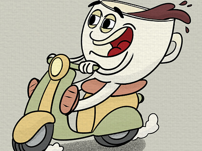 Coffee Delivery cartoon character design coffe coffelovers illustration procreate vespa vintage