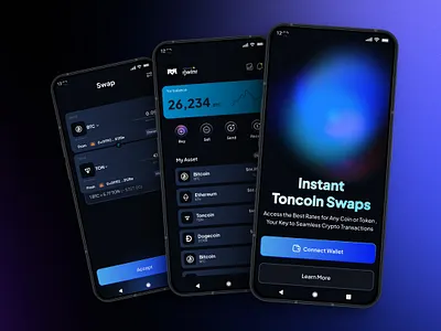 🪙 TON coin swap 🪙 android crypto cryptocurrency dark theme ios market mobile app product design ui ux