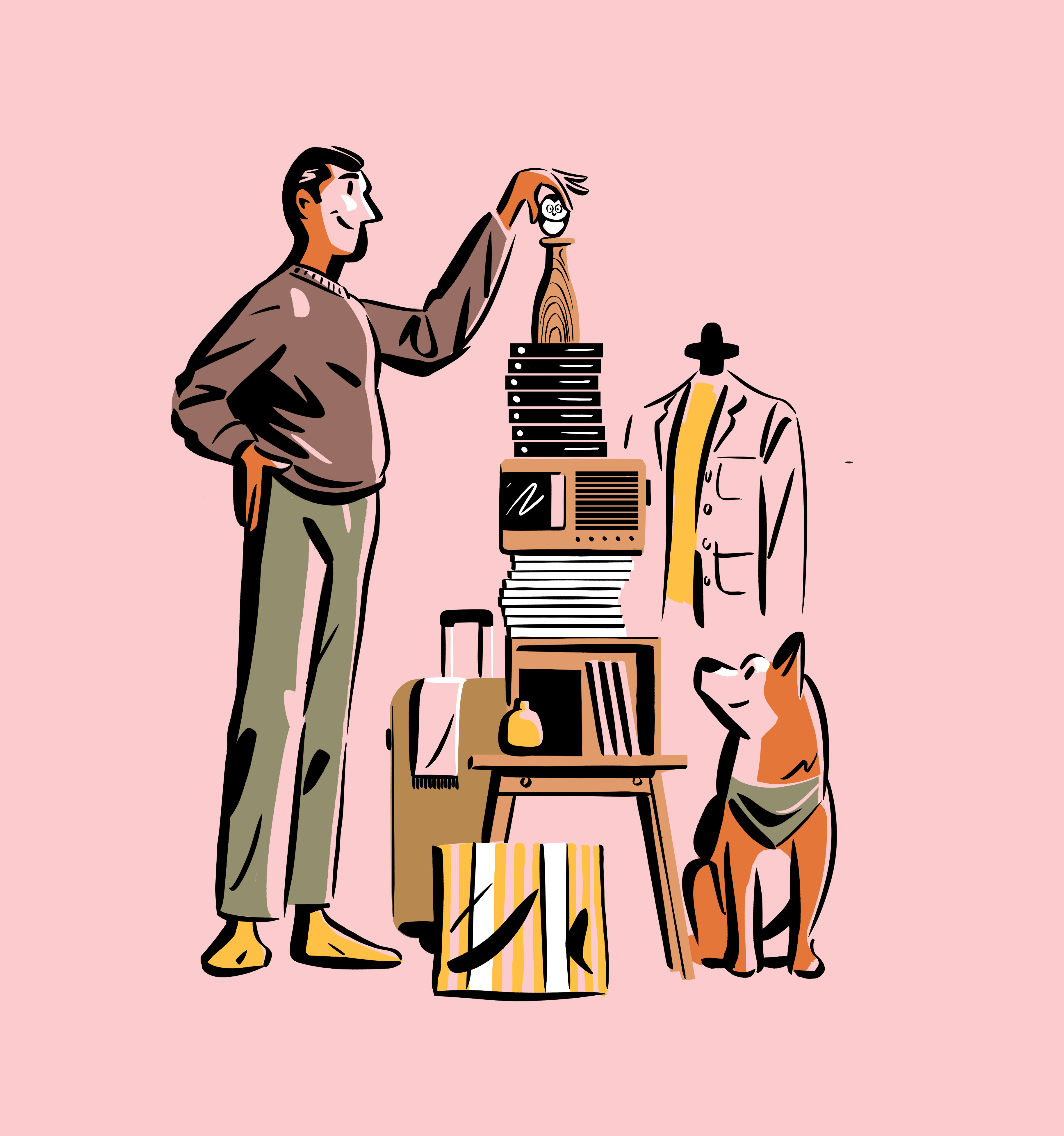 Monocle Magazine akita dog fashion illustration lifestyle line menswear midcentury monocle procreate shopping