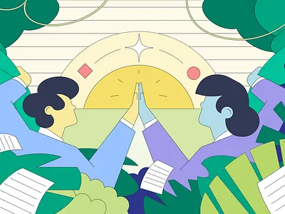 Grammarly — Web Editorial Illustration collaboration editorial high five illustration jungle
