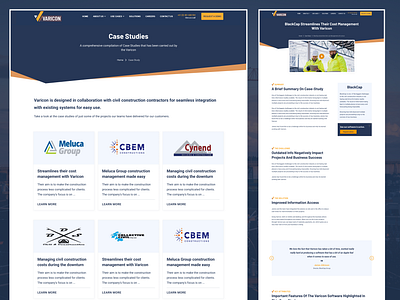 Varicon - Case Studies Listing & Detail Page case studies case study cbem construction construction company detail listing pdp plp portfolio product detail product listing project showcase varicon