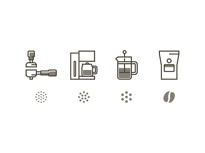 Coffee Grind Chart Icons coffee coffee icons design graphic design icon icon set illustration the curio co vector