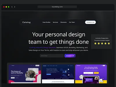 Catalog Hero Section animation branding design ui