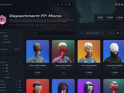 Superbolt Collection Overview dark nft ui web3