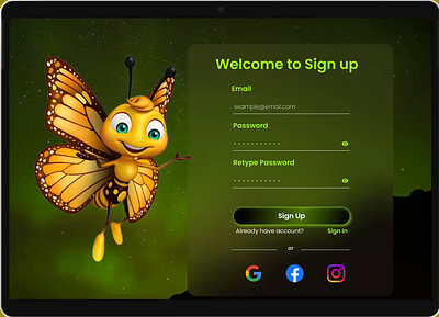 Sign-up form animation design motion graphics typography ui ux