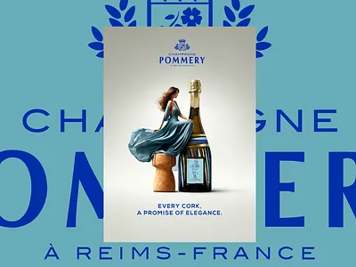 PUBLICITY - CHAMPAGNE POMMERY bottle branding champagne cork design grape graphic design housee icon identity illustration logo luxury marks pommery reims symbol ui