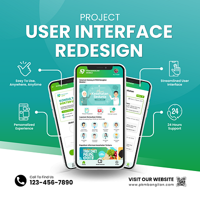 REDESIGN USER INTERFACE PUSKESMAS BANGILAN MOBILE APPS graphic design mobile app redesign ui ui design uiux design user experience user interface