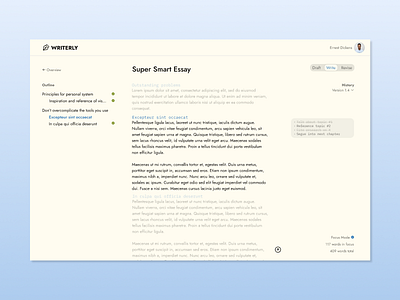 Iterative writing app app comments design focus iterative minimal ui ux workflow write writing